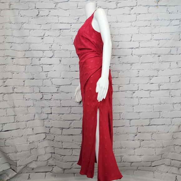 Saloni Red Silk Dot Dress - Picture 2 of 6